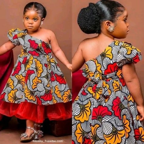 Ankara Children Dresses, Kids African Outfits Girls, Ankara Styles For Kids Girls Dresses, Ankara Baby Dress, Children Ankara Gowns, Fashion Ankara Styles, African Kids Clothes, Baby Girl Princess Dresses