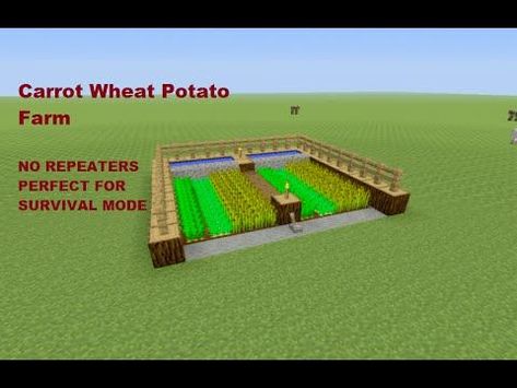 Minecraft Tutorial: Automatic Wheat, Carrot, Potato Farm for SURVIVAL MODE + NO REPEATERS - YouTube Automatic Wheat Farm Minecraft, Minecraft Wheat Farm, Minecraft Farm Ideas, Potato Farm, Wheat Farm, Minecraft P, Carrot Farm, Minecraft Kingdom, Minecraft Cheats