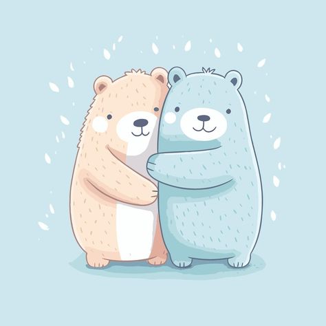 Two Bears Hugging Cartoon, Bears Hugging Cartoon, Hugging Cartoon, Bears Hugging, Two Bears, Bear Hug, Medium Art, Premium Vector, Graphic Resources