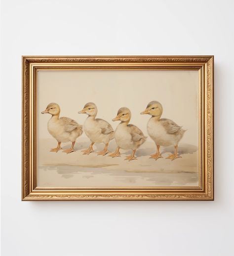 Vintage Art Nursery, Make Way For Ducklings Nursery, Little Duckling Nursery, Duck Themed Room, Nursery Duck Theme, Duckling Nursery Theme, Yellow Duck Nursery Theme, Vintage Duck Nursery, Duck Themed Nursery