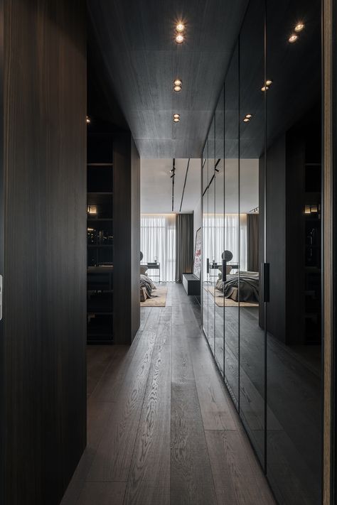 Enter a new level of luxury | YDZN Monochrome Apartment, Aesthetic Furniture, Dining Room Sideboard, Hallway Design, Luxury Loft, Dark Interiors, Interior Design Companies, Interior Design Studio, Luxury Apartments