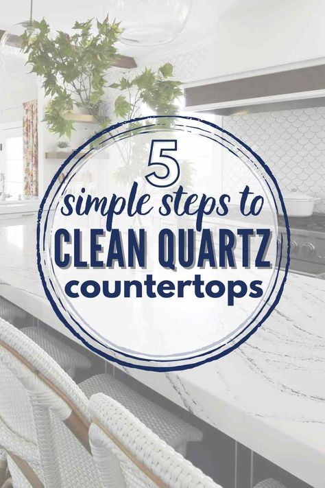 5 simple steps to clean quartz countertops: Read all about how to clean quartz countertops for glowing results, along with cleaning tips and product suggestions you need to know! #quartz #quartzcountertops #cleaning #cleaningtips #howtocleanquartz #home How To Clean Quartz, Clean Quartz Countertops, Quartz Cleaner, Natural Quartz Countertop, Black Quartz Countertops, Counter Cleaner, Clean Countertops, White Quartz Counter, Best Cleaner