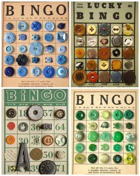 Button Collection Display Ideas, Vintage Buttons Display Ideas, Bingo Card Crafts Vintage, Vintage Bingo Cards, Button Collection Display, Button Display, Button Aesthetic, Button Display Ideas, Junk Organization