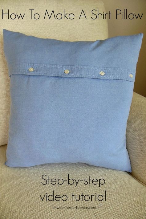 Memory Pillow From Shirt, Make A Shirt, Sewing Shirts, Pillow Tutorial, Memory Crafts, Memory Shirts, Memory Pillows, Sew Ins, Trendy Sewing