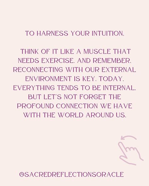 🌟 What is Intuition?🌟 Intuition is a birthright everyone is born with. It’s your gut feeling, your instincts, and your ability to tap into senses beyond the physical. Everyone develops their intuition differently—like learning a new skill, the more you focus on it, the stronger it gets. Some people are naturally more intuitive, while others have experiences, such as childhood trauma, that heighten their intuition through hyper-vigilance. But here’s something crucial about intuition: it was ... Hyper Vigilance, Spiritual Readings, Intuition Developing, Learning A New Skill, Wise Mind, Spiritual Reading, Spiritual Living, Gut Feeling, Inner Wisdom