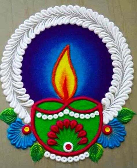 Dipak Rangoli Designs, Deewali Rangoli Designs, Divali Ideas Rangoli, Indian Rangoli Designs Festivals, Diya Rangoli Designs Diwali, Diwali Rangoli Ideas Easy, New Rangoli Designs Creativity, Simple Rangoli Designs For Diwali, Rangoli Idea