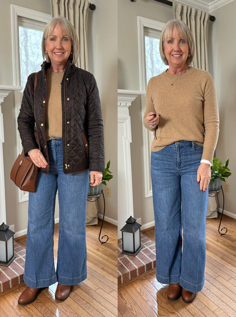 How I Really Dressed for My Day This Week - Dressed for My Day Dressing For Winter, Cropped Military Jacket, 70 Year Old Women, Dressed For My Day, Green Sweater Vest, 60 Year Old Woman, Spring Fashions, Blue Cargo Pants, Style Inspiration Spring