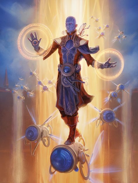 Triyog, Vedalken, clockwork sorcerer Spark Art, Mtg Cards, Mtg Art, Fantasy Races, Dungeons And Dragons Characters, The Spark, Ex Machina, Space Opera, Arte Fantasy