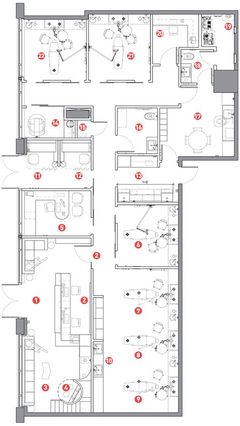 Dr. Jason Gallant Floor Plan Dental Clinic Plan Layout, Toothbrush Station, Reception Floor Plan, Orthodontic Office Design, Hospital Floor Plan, Consultation Room, Office Layout Plan, Medical Clinic Design, Hospital Plans