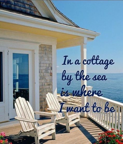 In a cottage by the sea .... . #beachlife #lifegoals Cottages By The Sea, Cottage Bungalow, Where I Want To Be, Cottage Porch, Lakeside Cottage, Dream Beach Houses, Cottage By The Sea, Maui Vacation, Seaside Cottage