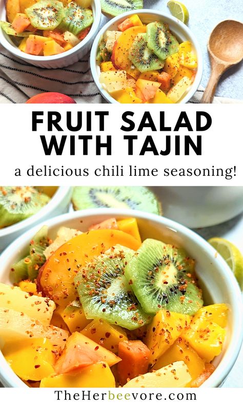 Tajin Fruit Salad, Tajin Recipes Fruit, Tajin Fruit, Tajin Recipes, Salad Recipes Gluten Free, Lime Seasoning, Fruit Salad Recipe, Chili Lime Seasoning, Drink Inspiration