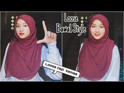 Loose Bawal Style ( Chest Covered ) - YouTube Hijab Style Covering Chest, Chest Cover Hijab Tutorial, Hijab Covering Chest, Chest Covering Hijab Tutorial, Tutorial Bawal Style, Chest Covering Hijab, Hijab Do Wedding, Bawal Style, Hijab Office