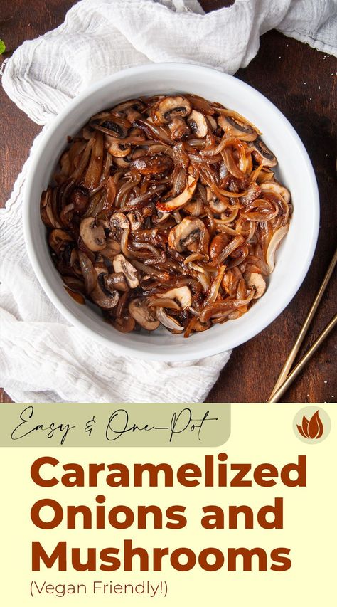 This simple recipe for Caramelized Onions and Mushrooms will be a staple in your house as a delicious side dish or topper to your favorite meal! Carmelized Onions And Mushrooms, Sauteed Mushrooms And Onions, Steak Toppings, Caramelized Mushrooms, Caramelized Onions And Mushrooms, Caramelized Onions Recipe, Diet Goals, Mushrooms And Onions, Easy Vegetable Side Dishes