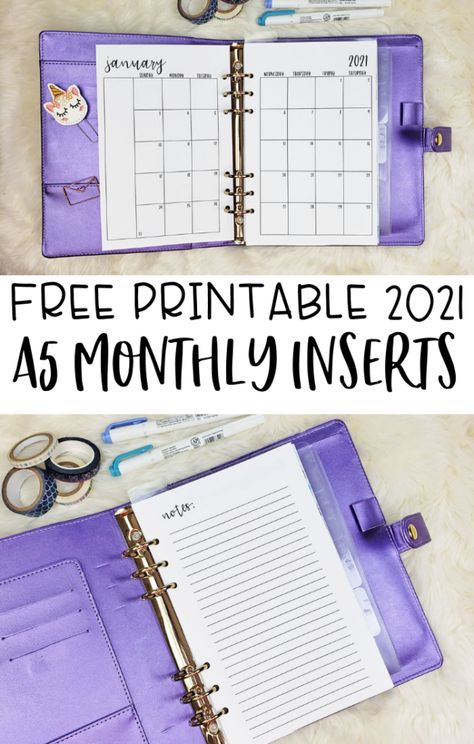 This year you can download my 2021 A5 monthly inserts FREE to use in your planner. These inserts are half letter size and perfect for your A5 ring bound planner. I've even got a tutorial on the easiest way to print them yourself. #a5planner #plannerinserts #freeprintables Mom Planner Printables Free, A5 Planner Printables Free, A5 Monthly Planner, Planner Freebies, A5 Planner Printables, Diy Binder, Daily Planner Printables Free, Aesthetic Planner, Weekly Planner Inserts