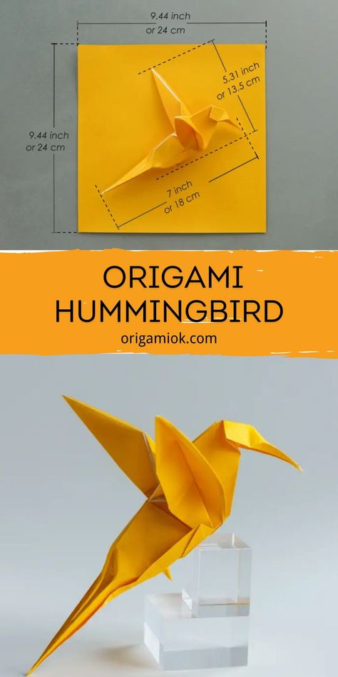 Paper Hummingbird, Origami Hummingbird, Origami Birds, Origami Bird, How To Fold, Make Paper, A Symbol, Paper Folding, School Notes