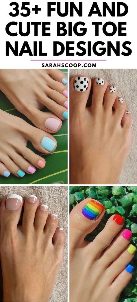 Step into style with these creative and adorable big toe nail art designs! #NailDesigns #ToeNailDesigns #NailArt Toenail Art Designs Easy, Toe Nail Art Designs, White Pedicure, Toenail Art Designs, Easy Toe Nail Designs, Nail Art Diy Easy, Pink Toes, Nail Designs Tutorial, Toe Nail Designs