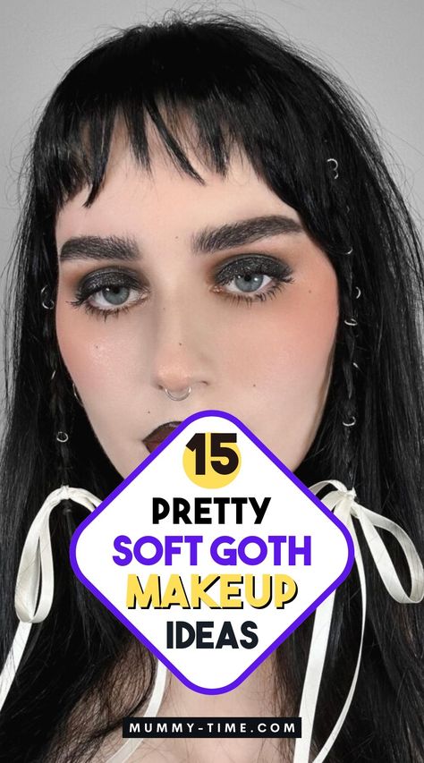 15 Enchanting Soft Goth Makeup Ideas | Mummy Time Goth Nun Makeup, Clean Girl Goth Makeup, How To Goth Makeup, Grunge Wedding Makeup, Office Goth Makeup, Modern Goth Makeup, Soft Goth Makeup Everyday, Beginner Goth Makeup, Corp Goth Makeup