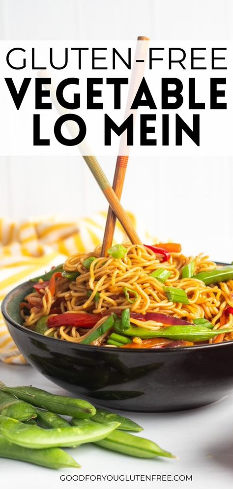 15-Minute Gluten-Free Vegetable Lo Mein Recipe Gluten Free Asian Noodles, Gluten Free Lo Mein Recipe, Gluten Free Chow Mein, Gluten Free Lo Mein, Fodmap Diet Meals, Vegetable Lo Mein Recipe, Chinese Lo Mein, Vegan Lo Mein, Vegetarian Gluten Free Recipes