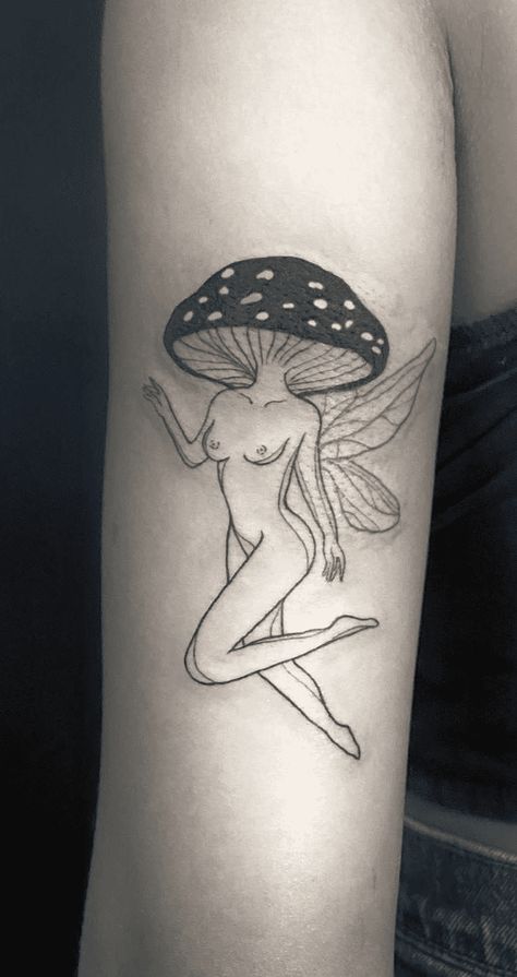 Fairy Tattoo Design Images (Fairy Ink Design Ideas) Fairy With Locs Tattoo, Fairy Tale Tattoo Ideas, Matching Fairy Tattoos, Fairy Circle Tattoo, Tattoo Ideas Fairy, Naked Fairy Tattoo, Fairy Ring Tattoo, Garden Fairy Tattoo, Mushroom Fairy Tattoo