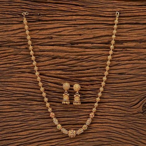 Long Gold Necklace Indian, Antique Necklace Set, Necklace Long Gold, Temple Jewellery Earrings, Long Gold Necklace, New Gold Jewellery Designs, Gold Necklace Indian, Fancy Jewelry Necklace, Modern Gold Jewelry