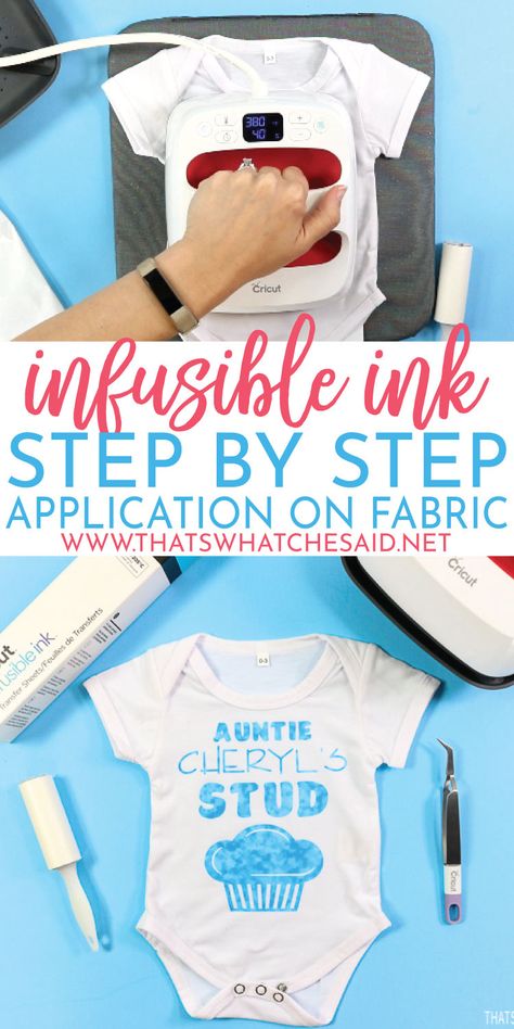 Get step by step tutorial with photos showing how to correctly apply infusible ink designs cut from infusible ink transfer sheets on fabric such as a t-shirt or baby bodysuit. Get flawless results every time! Dandelion Ideas, Infusible Ink Transfer Sheets, Cricut Help, Cricut Baby, Transfer Sheets, Cricut Projects Beginner, Fun Printables, Infusible Ink, Circuit Projects