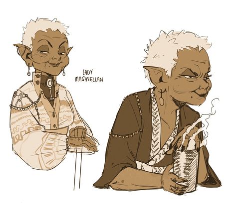 Dnd Halfling Character Art, Eberron Character Art, Gnome Reference, Dragon People Character Design, Dnd Gnome Character Design, Old Halfling, Gnome Dnd Character Design, Halfling Woman, Old Lady Character Design