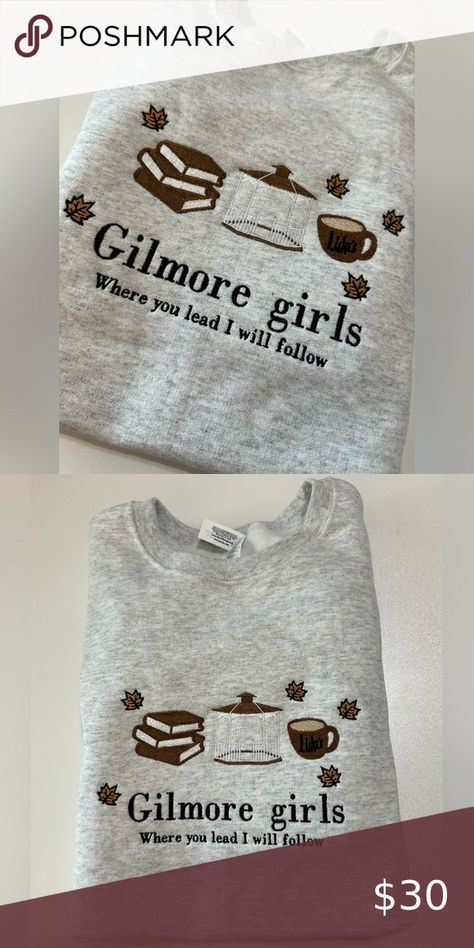 Gilmore girls embroidered crewneck sweatshirt Gilmore Girls Embroidery, Gilmore Girls Sweater, Gilmore Girls Sweatshirt, Slay Outfits, Girls Jumpers, Aesthetic Hoodie, Tattoos For Daughters, Embroidered Crewneck, Girl Sweatshirts