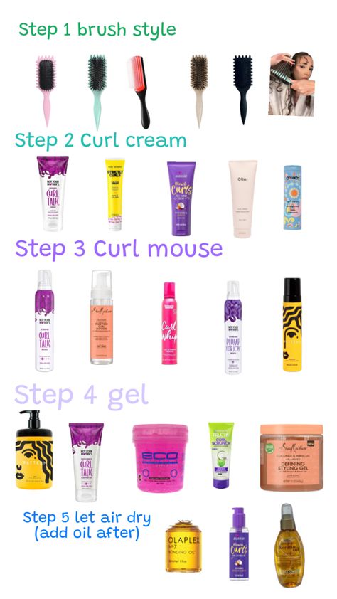 Great Curly Hair Products, Curly Hair Care Steps, Everyday Curly Hair Routine, Natural Curly Hair Care Routine, Styling Products For Curly Hair, Curly Hair Routine Products Naturally, Naturally Curly Hair Routine, How To Layer Curly Hair Products, Best Hair Gel For Curly Hair