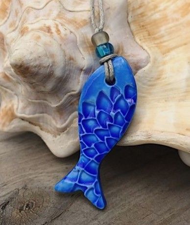 Polymer Clay Fish, Stamped Clay, Scale Texture, Clay Fish, Handmade Ceramic Jewelry, Nautical Necklace, Fish Jewelry, Jewelry Clay, Fish Necklace