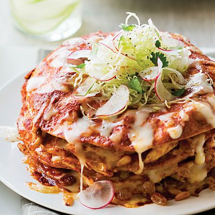 Stacked Chicken Enchiladas Enchilada Stack, Stacked Enchiladas, New Mexico Recipes, Mexico Recipes, Enchilada Ingredients, Chicken Enchiladas Easy, Chile Sauce, Mexican Dinner Recipes, Mexico Food