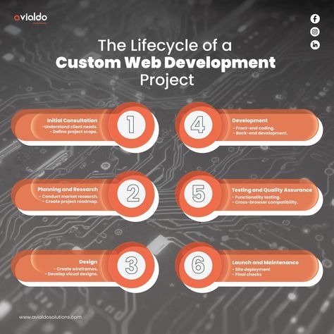 Unveiling the 6 key stages of custom web development. Check out our infographic to see how we bring your digital vision to life. #WebDevelopment #DigitalSolutions Web Development Projects, Wireframe, Market Research, Visual Design, Web Development, Product Launch, Coding, Key, How To Plan