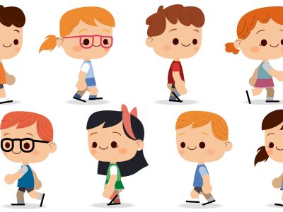 Walking kids Studying Gif, Safety Rules For Kids, Walking Gif, Kids Animation, Welcome Gif, Vector Animation, Education Science, Kindergarten Design, Online Contest