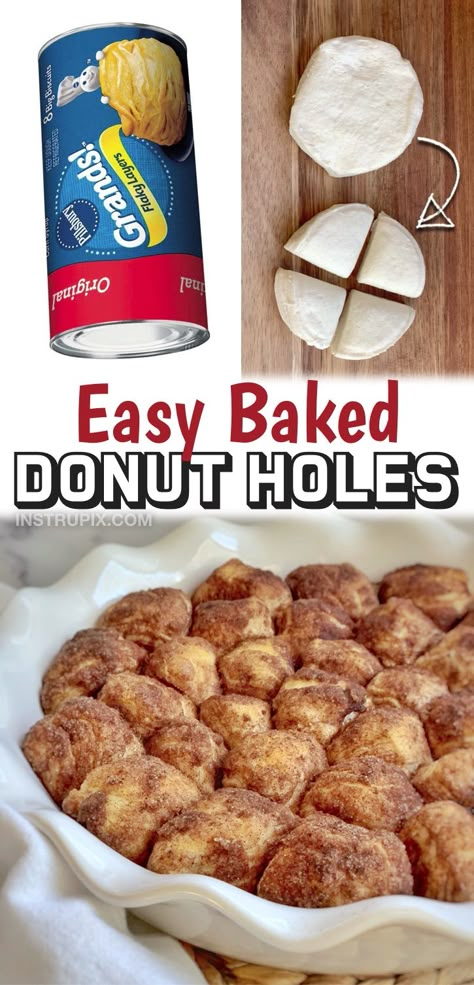 Cinnamon Balls With Biscuits, Easy Finger Breakfast Food, Breakfast Ideas For 10 People, Pilsbury Biscuit Desserts, Dinner Ideas Family Of 4, Simple Dessert Recipes 3 Ingredients, Fatty Recipes, Recipe Using Canned Biscuits, Donut Holes Recipe