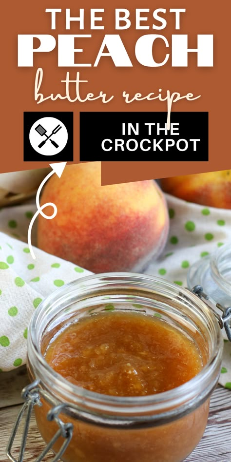 This easy peach butter recipe is made in the slow cooker. My Crockpot peach butter is simple and delicious! Slow Cooker Peach Butter For Canning, Slow Cooker Peach Butter, Easy Peach Butter Recipe, Crock Pot Peach Butter, Crockpot Peach Jam, Peach Butter Recipe Canning, Crockpot Peach Butter, Crockpot Peach Butter Recipe, Crockpot Jam