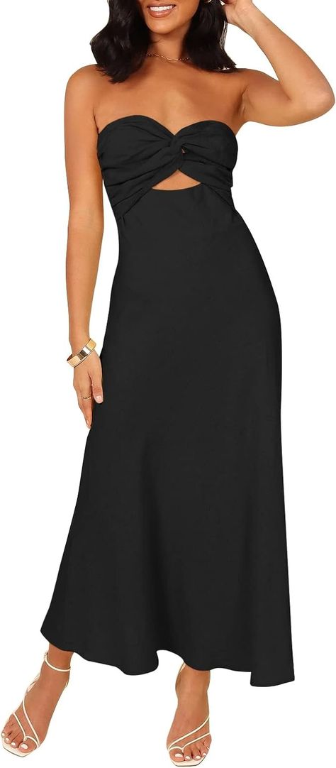 Amazon.com: LILLUSORY Women Cotton Linen Y2k Clothes Strapless Midi Dresses Twist Knot Front Sleeveless Bandeau Tube Maxi Dress Apricot : Clothing, Shoes & Jewelry Tube Dresses, Tube Midi Dress, Tube Maxi Dresses, Black Prom Dress, Midi Dress Black, Linen Midi Dress, Strapless Midi Dress, Twist Knot, Women Wedding Guest Dresses