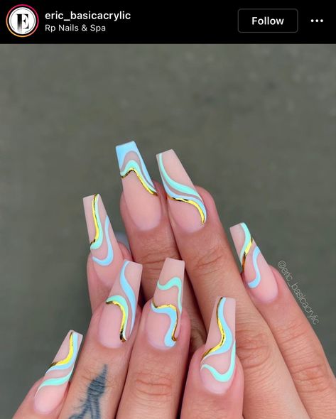 Line Nail Designs, Wave Nails, Summer Nail Ideas, Matte Top Coat, Simple Gel Nails, Lines On Nails, Crazy Nails, Instagram S, Yellow Nails