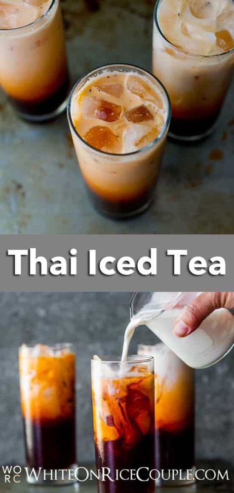 Diy Thai Iced Tea, Easy Thai Dishes, Homemade Thai Tea, Diy Thai Tea, How To Make Thai Tea, Easy Thai Dessert Recipes, Thai Desserts Easy, Thai Beverages, Thai Food Recipes Authentic