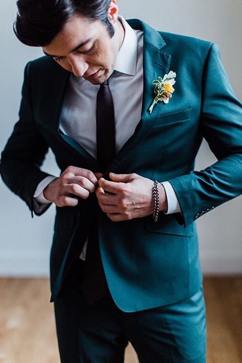 Teal Suit Wedding, Dark Green Suit, Teal Suit, Groom Suit Grey, Groom Details, Groom Tux, Wedding Outfits For Groom, Wedding Tux, Dog Suit