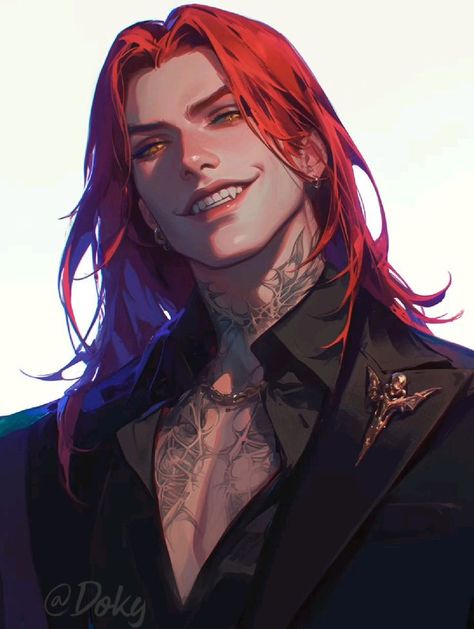 Male Vampire, Red Hair Men, Fire Magic, Vampire Boy, Boy Character, Aesthetic Guys, Realistic Art, Character Design Male, Italian Artist