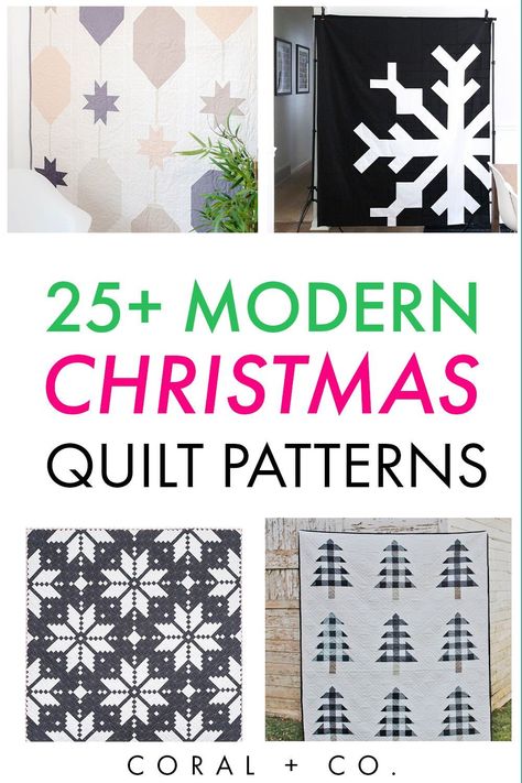 Christmas Quilt Pillows, Christmas Quilt Modern, Modern Christmas Quilts Free Pattern, Modern Christmas Quilts Ideas, Christmas Quilt Free Patterns, Holiday Quilt Patterns Free, Free Christmas Quilt Patterns Printables, Winter Quilts Ideas, Easy Christmas Quilt Patterns Free