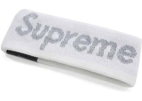 Check out the Supreme New Era Reflective Logo Headband (FW 16) White available on StockX Supreme Headband, Supreme Streetwear, 17 Black, Drawing Clothes, The Supreme, Sports Brands, Got7, New Era, Sunglasses Case