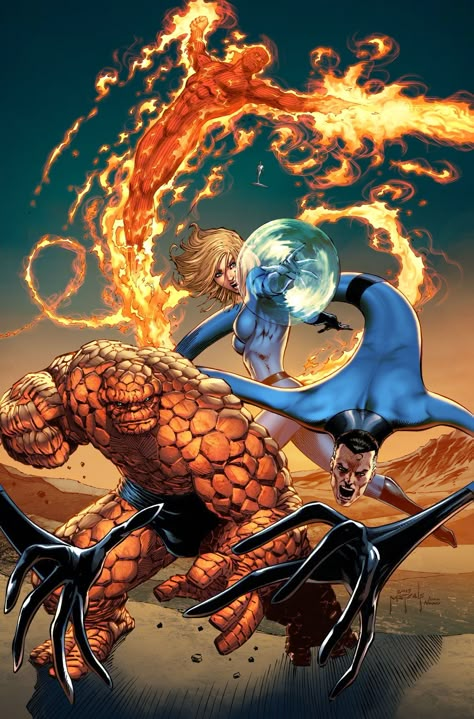 Fantastic Four by Jason Metcalf  color by Ivan Nunes #JasonMetcalf #IvanNunes #FF #FantasticFour #MrFantastic #ReedRichards #InvisibleWoman #SueRichards #SueStorm #HumanTorch #JohnnyStorm #TheThing #BenGrimm Fantastic 4 Wallpaper, Ben Grimm, Xman Marvel, Fantastic Four Marvel, Fantastic Four Comics, Mr Fantastic, Mister Fantastic, The Fantastic Four, Fantastic 4