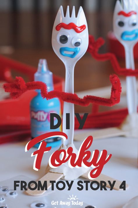 Make Forky from Toy Story 4 Toy Story Craft Ideas, Diy Forky, Toy Story Forky Craft, Forky Craft, Dollar Tree Toy Story Diy, Diy Forky Craft, Make Your Own Forky Printable, Easy Diy Toy Story Decorations, Make Your Own Forky