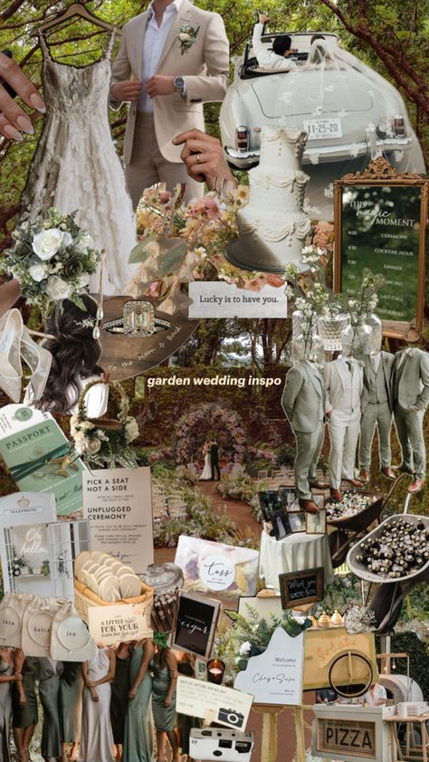 just a little garden wedding inspired collage :) Boracay Wedding Ideas, Married Astethic, Wedding Inspo Board, Garden Wedding Mood Board, June Astethic, Wedding Aesthetic Collage, Summer Wedding Mood Board, Wedding 2025 Trends, September Wedding Colors Schemes