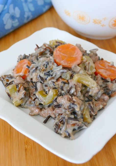 Hot Eats and Cool Reads: Minnesota Ground Beef and Wild Rice Hotdish Recipe Wild Rice Hotdish, Rice Hotdish, Minnesota Wild Rice, Hotdish Recipes, Wild Rice Recipes, Carrots And Celery, Wild Rice Casserole, Rice Casserole Recipes, Wild Rice Soup