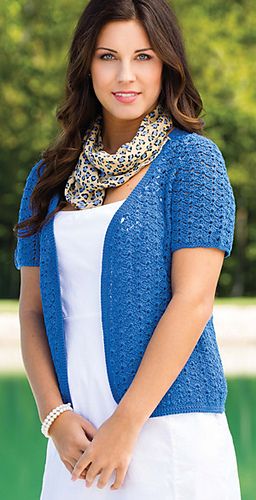 Ravelry: Lacy Little Cardigan pattern by Kim Guzman Crochet Short Sleeve Cardigan Pattern Free, Lacy Cardigan, Crochet Shirts, Cardigan Crochet Pattern, Crochet Jacket Pattern, Crochet Snowflake, Crochet Cardigan Pattern Free, Crochet Cardigans, The Cardigans