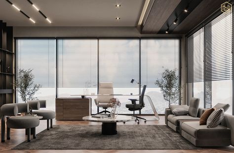 Director office :: Behance Director Office, White Cabin, Commercial Office Design, Cabin Interior Design, Architecture 3d, Wooden Cabins, Commercial Office, Private Office, Luxury Homes Dream Houses