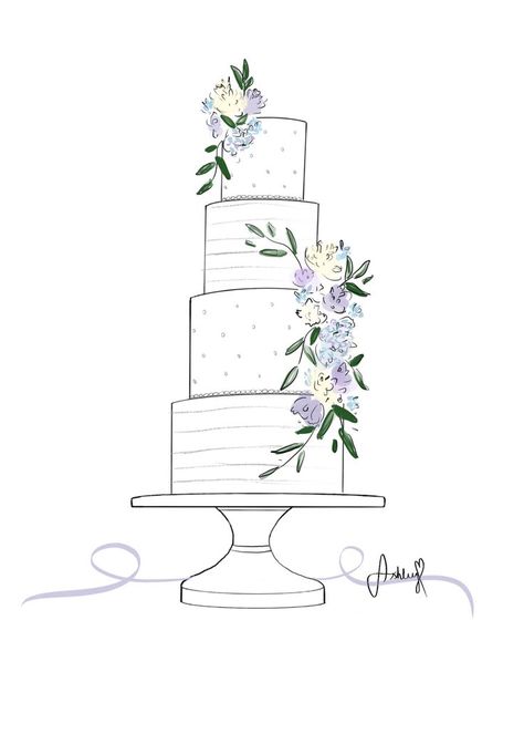 Wedding Cake Doodle, Cake Sketch Drawings, Wedding Cake Drawing, Wedding Cake Illustration, Wedding Cake Logo, Wedding Cake Illustrations, Journal Illustrations, Wedding Cake Clipart, Cake Sketch