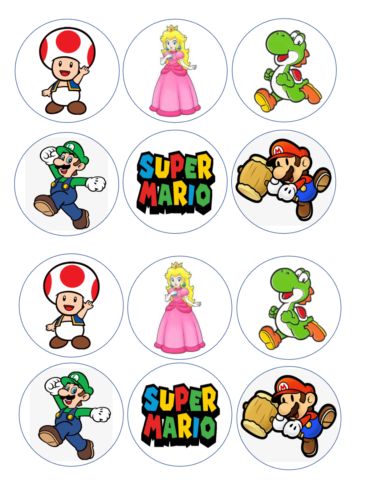 23 Printable Super Mario Cupcake Topper Instant Download 2A6 Chocolate Covered Strawberries Cake, Color Frosting, Super Mario Cupcakes, Cake Pops Chocolate, Super Mario Brothers Birthday, Strawberries Cake, Mario Bros Cake, Super Mario Cake, Super Mario Bros Birthday Party