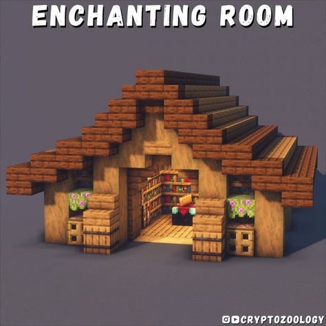 Minecraft One Story House, Minecraft Enchanting House Ideas, Small Enchantment House Minecraft, Minecraft House For Villagers, Minecraft Suvirval House, Minecraft Building Ideas Small House, Minecraft Cabin House Tutorial, Minecraft Enchanting Building, Minecraft Village Town Hall